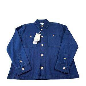 Folk Herrington Indigo Wash Dual Pocket Men's Shacket Size Large NWT